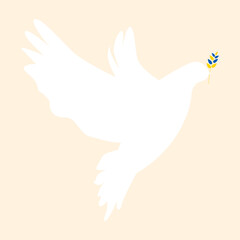 Dove of peace vector illustration. War concept. Ukraine flag. Blue and yellow color.