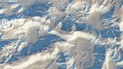 abstract aerial view, abstract cosmic texture, top view of alien planet 3d render