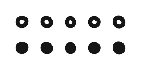 Dots doodle, swipe circles scroll element. Hand drawn divider illustration.