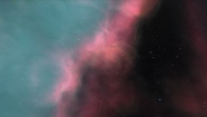 colorful space background with stars, nebula gas cloud in deep outer space, science fiction illustrarion 3d illustration