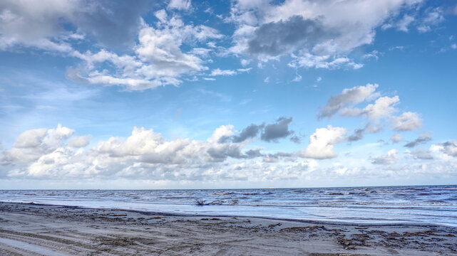 This is an HDR landscape picture of a local beach in Texas, along the Gulf of Mexico.