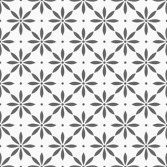 Fototapeta premium Flowers grey tile seamless pattern.