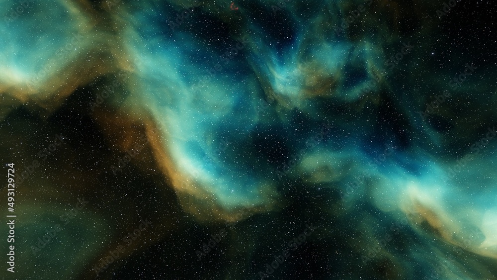 Wall mural space background with stardust and shining stars. realistic cosmos and color nebula. colorful galaxy