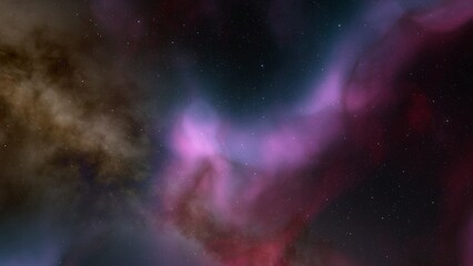 Space background with stardust and shining stars. Realistic cosmos and color nebula. Colorful galaxy. 3d illustration