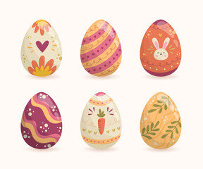 Easter colourful eggs collection. Decorative vector elements collection
