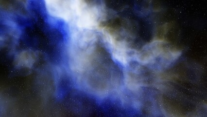 nebula gas cloud in deep outer space, science fiction illustrarion, colorful space background with stars 3d render