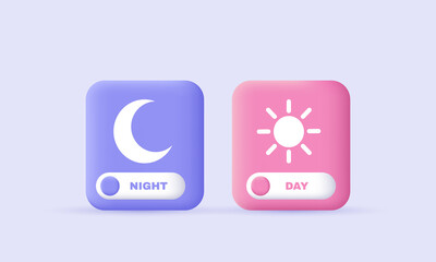 day night mode switch icon 3d realistic