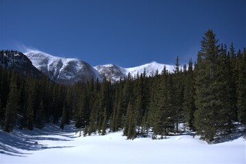 Fototapeta na wymiar Landscape of snow covered mountains