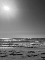 Black and White Beach and Sky