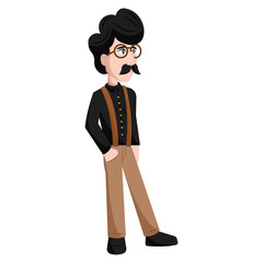Isolated male hipster character cartoon Vector