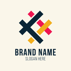 Obraz premium simple hashtag cross line vector logo template for creative media and business company