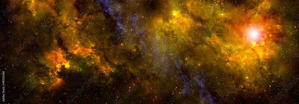 Sticker abstract space background with starry sky and colorful nebula