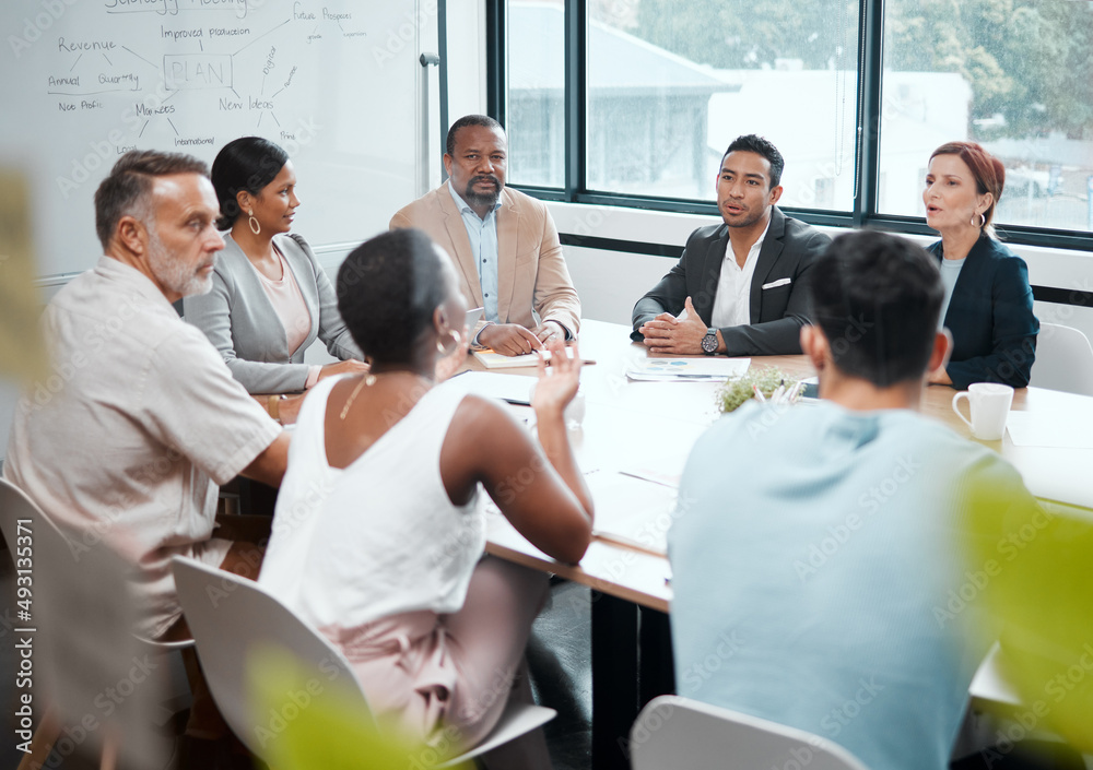 Poster we have some feedback from our client. shot of a group of businesspeople having a meeting at work.