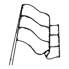 Isolated waving flag outline on a pole Vector