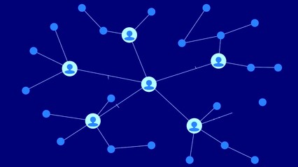 Social network, animation on the blue background (seamless loop)