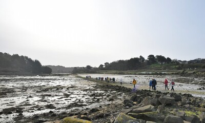 Group of senior hikers in Brittany-France