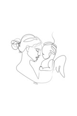 Mother Holding a Baby Print, Printable Nursery Line Art, Mother and Baby Wall Line Art, Minimal Line Art, Mother and Child Line Drawing	
