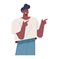 afro man finger point