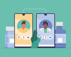 doctor and patient in smartphone