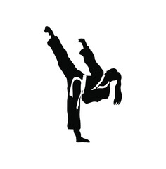 karate taekwondo kungfu silhouette kick and technic vector illustration logo 