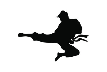 Obraz na płótnie Canvas karate taekwondo kungfu silhouette kick and technic vector illustration logo 