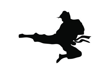 karate taekwondo kungfu silhouette kick and technic vector illustration logo 