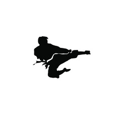 karate taekwondo kungfu silhouette kick and technic vector illustration logo 