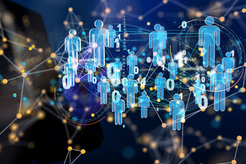 Abstract technology group and data 3d