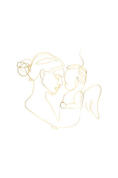 recommend clip art: Mother Holding a Baby Print, Printable Nursery Gold Line Art, Mother and Baby Wall Line Art, Minimal Line Art, Mother and Child Line Drawing