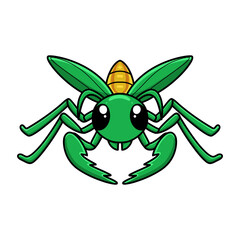 Cute little mantis cartoon character