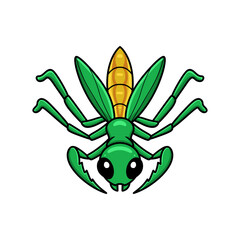 Cute little mantis cartoon character