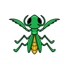 Cute little mantis cartoon character