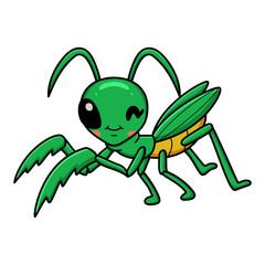 Cute little mantis cartoon character