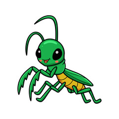 Cute little mantis cartoon character