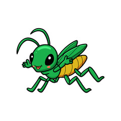 Cute little mantis cartoon character