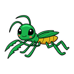 Cute little mantis cartoon character