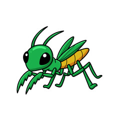 Cute little mantis cartoon character