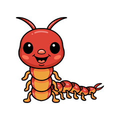 Cute little centipede cartoon character
