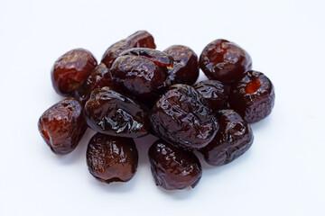Sweet chinese jujube dessert on white background.