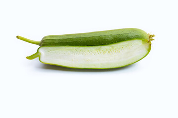 Fresh angled gourd on white