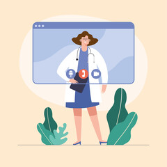 webpage with female doctor