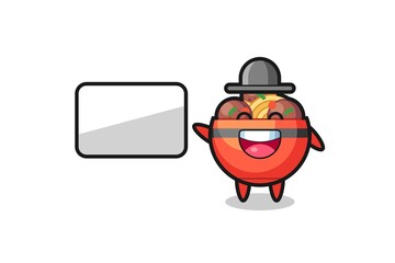 Fototapeta premium meatball bowl cartoon illustration doing a presentation