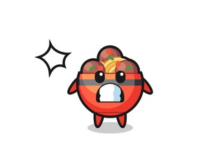 Fototapeta premium meatball bowl character cartoon with shocked gesture