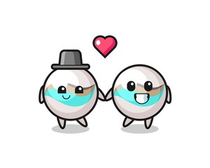 marble toy cartoon character couple with fall in love gesture