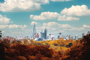 london skyline in autumn