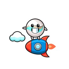 marble toy mascot character riding a rocket