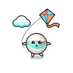 marble toy mascot illustration is playing kite