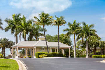 Entrance to gated community neighborhood in Naples, Florida