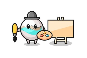 Illustration of marble toy mascot as a painter