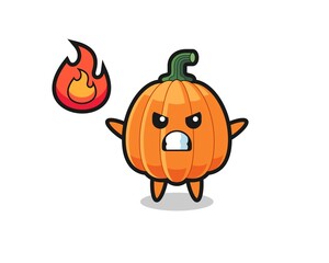 pumpkin character cartoon with angry gesture